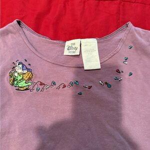Disney Lavender Embroidered Dopey with Gems Long Sleeve Tee